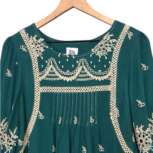 Ivy Jane Embroidered Boho Babydoll Dress Green Size XS - Picture 9 of 15